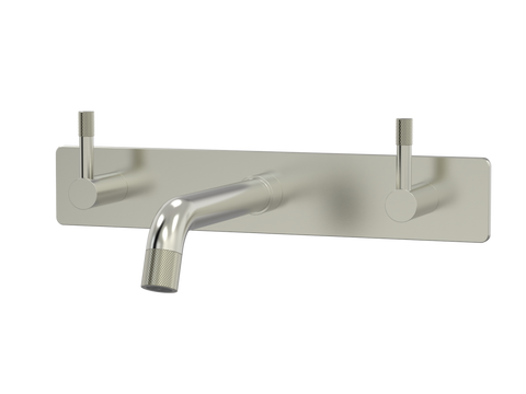 Tapware ParTaps Elm Wall Bath Set - 200mm Colour: Brushed Nickel Style: On Plate Place & Palette