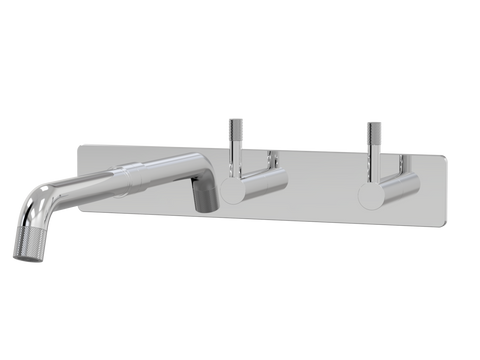 Tapware ParTaps Elm Wall Bath Set - 200mm Colour: Chrome Style: On Plate - Offset Place & Palette