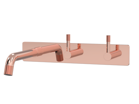 Tapware ParTaps Elm Wall Bath Set - 200mm Colour: Copper Style: On Plate - Offset Place & Palette