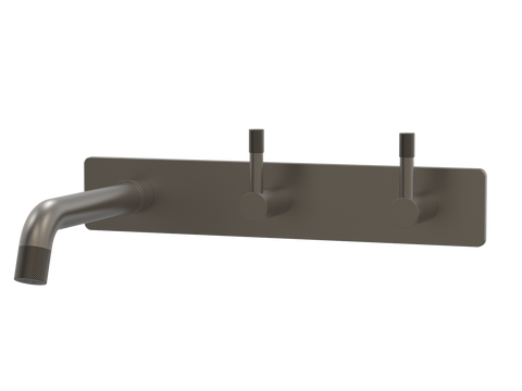 Tapware ParTaps Elm Wall Bath Set - 200mm Colour: Gunmetal Style: On Plate - Offset Place & Palette