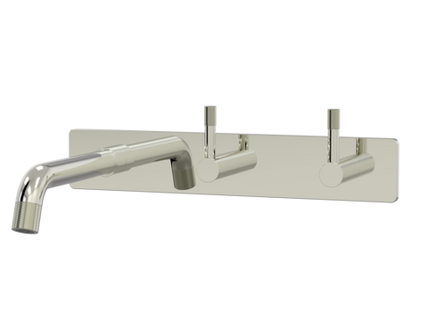 Tapware ParTaps Elm Wall Bath Set - 200mm Colour: Luminick Style: On Plate - Offset Place & Palette