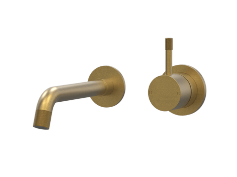 Tapware ParTaps Elm Wall Mixer Basin Set - No Back Plate Colour: Rumbled Brass Size: 160mm Place & Palette