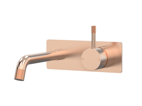 Tapware ParTaps Elm Wall Mixer Basin Set - On Plate Colour: Brushed Rose Gold Size: 160mm Place & Palette