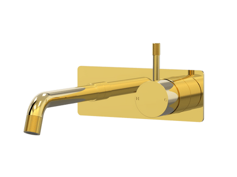 Tapware ParTaps Elm Wall Mixer Basin Set - On Plate Colour: Gold Size: 160mm Place & Palette
