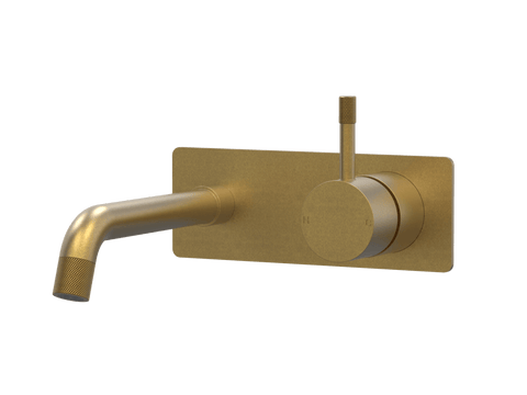 Tapware ParTaps Elm Wall Mixer Basin Set - On Plate Colour: Rumbled Brass Size: 160mm Place & Palette