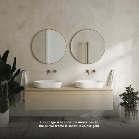 Mirrors Thermogroup Round Framed Mirror Colour: Black Size: 600mm Dia Demister: With Demister Place & Palette