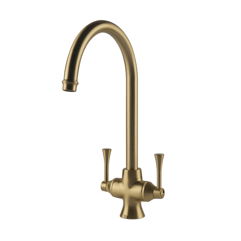 Tapware Turner Hastings Gosford Double Sink Mixer Colour: Brushed Brass Place & Palette