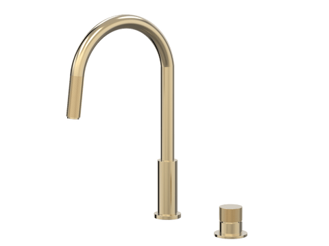 Tapware ParTaps IDK Hob Mixer Pullout Set - Gooseneck Colour: Brushed Brass Gold Place & Palette