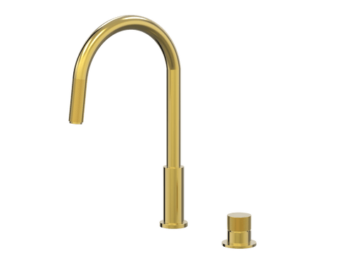 Tapware ParTaps IDK Hob Mixer Pullout Set - Gooseneck Colour: Brushed Gold Place & Palette