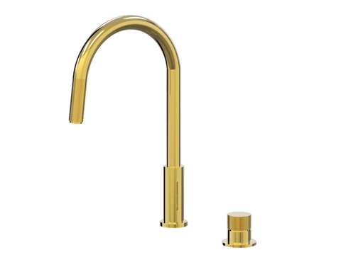Tapware ParTaps IDK Hob Mixer Pullout Set - Gooseneck Colour: Gold Place & Palette