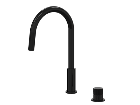 Tapware ParTaps IDK Hob Mixer Pullout Set - Gooseneck Colour: Midnight Black Place & Palette