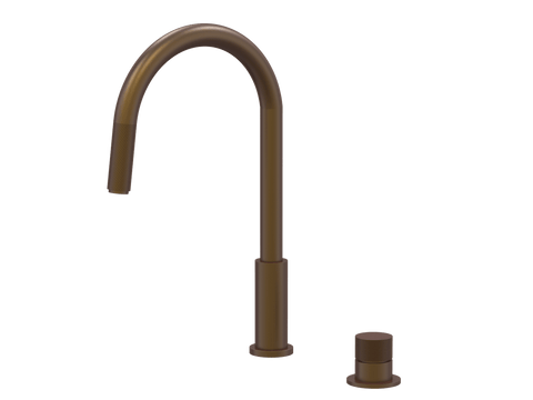 Tapware ParTaps IDK Hob Mixer Pullout Set - Gooseneck Colour: Native Brass Place & Palette