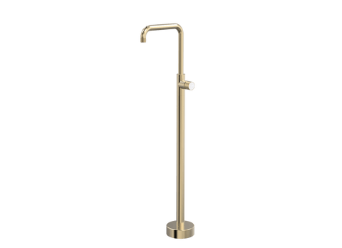 Tapware ParTaps IDK Marble Floor Bath Filler Mixer - 90 Degree Colour: Brushed Brass Gold Insert: Bianco Marble Place & Palette