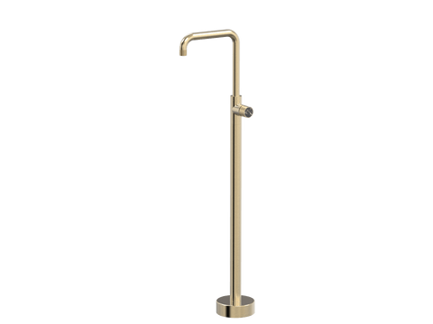 Tapware ParTaps IDK Marble Floor Bath Filler Mixer - 90 Degree Colour: Brushed Brass Gold Insert: Nero Marble Place & Palette