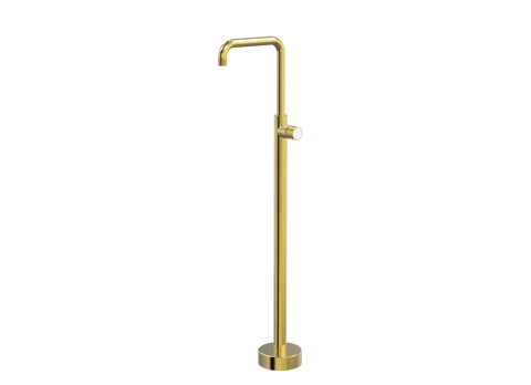 Tapware ParTaps IDK Marble Floor Bath Filler Mixer - 90 Degree Colour: Brushed Gold Insert: Bianco Marble Place & Palette