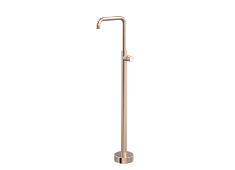 Tapware ParTaps IDK Marble Floor Bath Filler Mixer - 90 Degree Colour: Brushed Rose Gold Insert: Bianco Marble Place & Palette