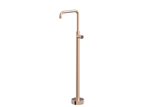 Tapware ParTaps IDK Marble Floor Bath Filler Mixer - 90 Degree Colour: Brushed Rose Gold Insert: Nero Marble Place & Palette