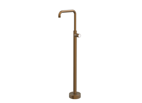 Tapware ParTaps IDK Marble Floor Bath Filler Mixer - 90 Degree Colour: Burnished Insert: Bianco Marble Place & Palette