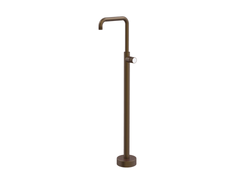 Tapware ParTaps IDK Marble Floor Bath Filler Mixer - 90 Degree Colour: Native Brass Insert: Bianco Marble Place & Palette