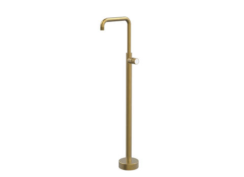 Tapware ParTaps IDK Marble Floor Bath Filler Mixer - 90 Degree Colour: Rumbled Brass Insert: Bianco Marble Place & Palette