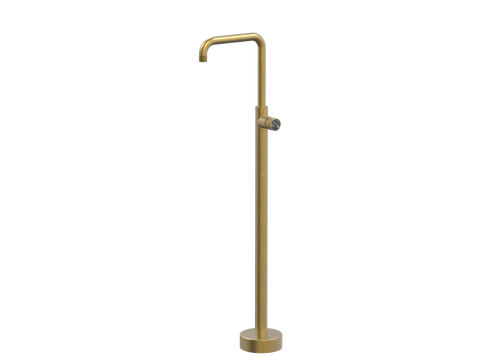 Tapware ParTaps IDK Marble Floor Bath Filler Mixer - 90 Degree Colour: Rumbled Brass Insert: Nero Marble Place & Palette