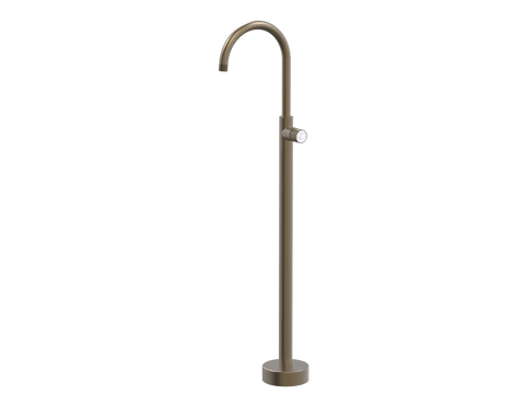 Tapware ParTaps IDK Marble Floor Bath Filler Mixer - Gooseneck Colour: Antique Bronze Insert: Bianco Marble Place & Palette