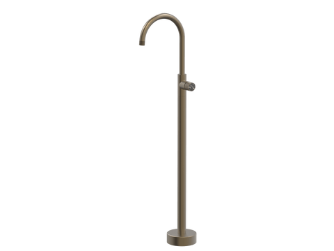 Tapware ParTaps IDK Marble Floor Bath Filler Mixer - Gooseneck Colour: Antique Bronze Insert: Nero Marble Place & Palette