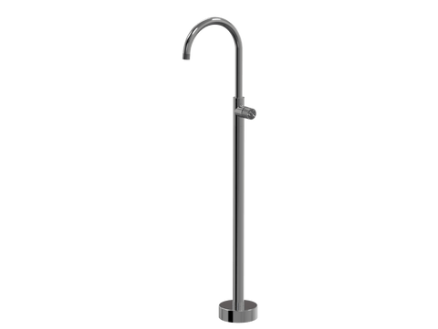 Tapware ParTaps IDK Marble Floor Bath Filler Mixer - Gooseneck Colour: Black Sapphire Insert: Nero Marble Place & Palette