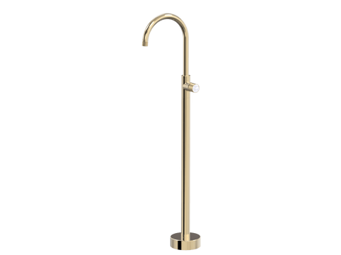 Tapware ParTaps IDK Marble Floor Bath Filler Mixer - Gooseneck Colour: Brass Gold Insert: Bianco Marble Place & Palette