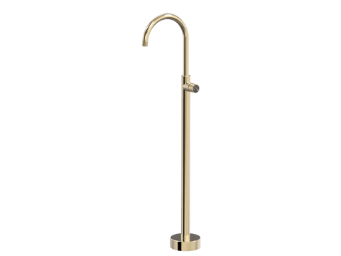 Tapware ParTaps IDK Marble Floor Bath Filler Mixer - Gooseneck Colour: Brass Gold Insert: Nero Marble Place & Palette