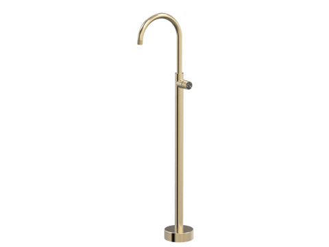 Tapware ParTaps IDK Marble Floor Bath Filler Mixer - Gooseneck Colour: Brushed Brass Gold Insert: Nero Marble Place & Palette