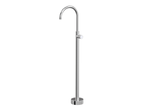 Tapware ParTaps IDK Marble Floor Bath Filler Mixer - Gooseneck Colour: Brushed Chrome Insert: Bianco Marble Place & Palette