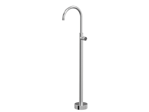 Tapware ParTaps IDK Marble Floor Bath Filler Mixer - Gooseneck Colour: Brushed Chrome Insert: Nero Marble Place & Palette