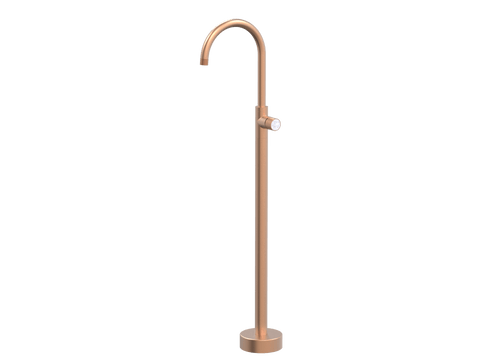 Tapware ParTaps IDK Marble Floor Bath Filler Mixer - Gooseneck Colour: Brushed Copper Insert: Bianco Marble Place & Palette