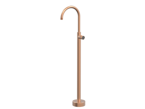 Tapware ParTaps IDK Marble Floor Bath Filler Mixer - Gooseneck Colour: Brushed Copper Insert: Nero Marble Place & Palette
