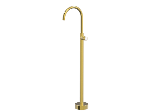Tapware ParTaps IDK Marble Floor Bath Filler Mixer - Gooseneck Colour: Brushed Gold Insert: Bianco Marble Place & Palette