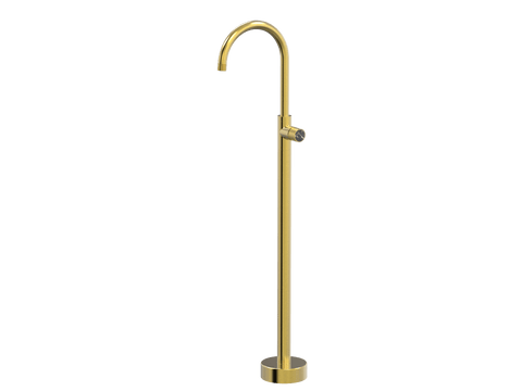 Tapware ParTaps IDK Marble Floor Bath Filler Mixer - Gooseneck Colour: Brushed Gold Insert: Nero Marble Place & Palette