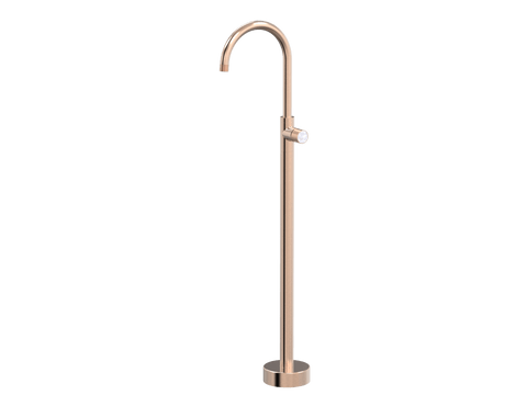 Tapware ParTaps IDK Marble Floor Bath Filler Mixer - Gooseneck Colour: Brushed Rose Gold Insert: Bianco Marble Place & Palette