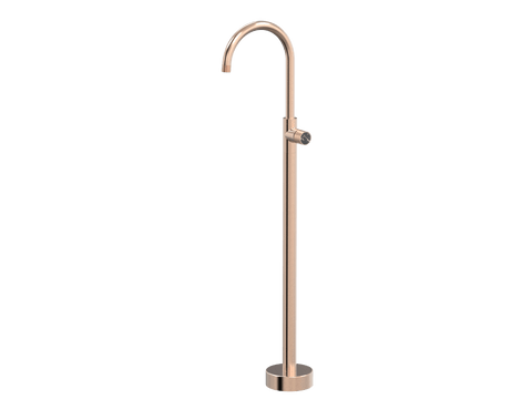 Tapware ParTaps IDK Marble Floor Bath Filler Mixer - Gooseneck Colour: Brushed Rose Gold Insert: Nero Marble Place & Palette