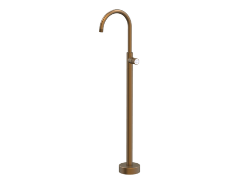 Tapware ParTaps IDK Marble Floor Bath Filler Mixer - Gooseneck Colour: Burnished Insert: Bianco Marble Place & Palette