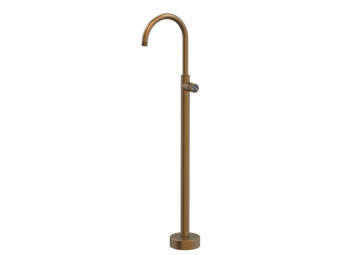 Tapware ParTaps IDK Marble Floor Bath Filler Mixer - Gooseneck Colour: Burnished Insert: Nero Marble Place & Palette