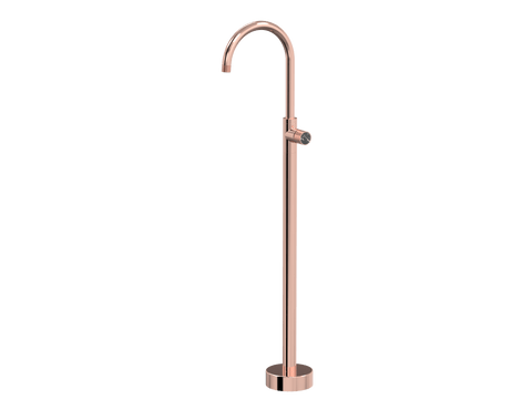 Tapware ParTaps IDK Marble Floor Bath Filler Mixer - Gooseneck Colour: Copper Insert: Nero Marble Place & Palette