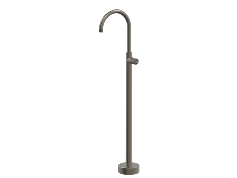 Tapware ParTaps IDK Marble Floor Bath Filler Mixer - Gooseneck Colour: Gunmetal Insert: Nero Marble Place & Palette