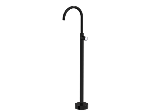 Tapware ParTaps IDK Marble Floor Bath Filler Mixer - Gooseneck Colour: Midnight Black Insert: Bianco Marble Place & Palette