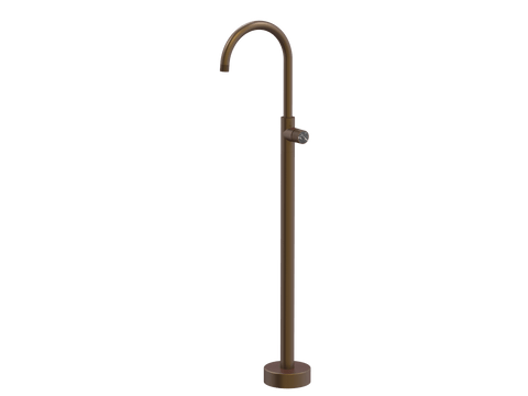 Tapware ParTaps IDK Marble Floor Bath Filler Mixer - Gooseneck Colour: Native Brass Insert: Nero Marble Place & Palette