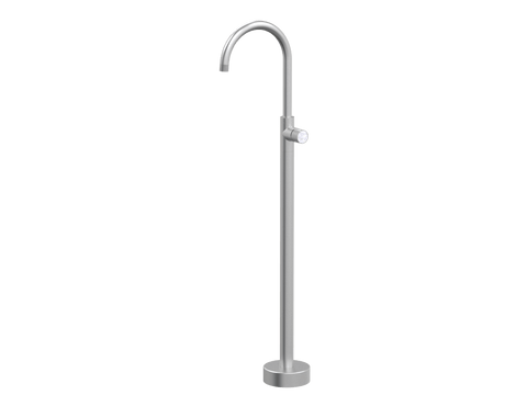 Tapware ParTaps IDK Marble Floor Bath Filler Mixer - Gooseneck Colour: Satin Pearl Insert: Bianco Marble Place & Palette