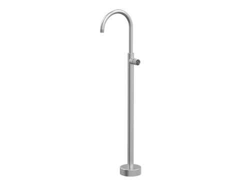Tapware ParTaps IDK Marble Floor Bath Filler Mixer - Gooseneck Colour: Satin Pearl Insert: Nero Marble Place & Palette