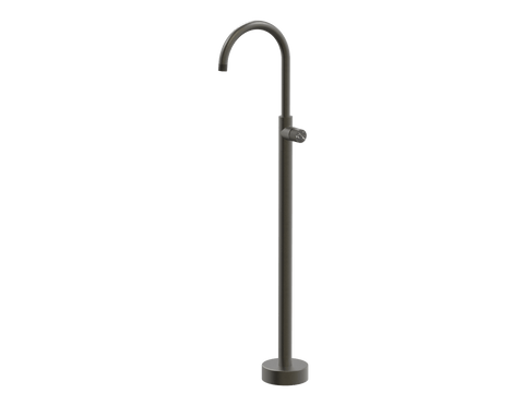 Tapware ParTaps IDK Marble Floor Bath Filler Mixer - Gooseneck Colour: Volcanic Grey Insert: Nero Marble Place & Palette