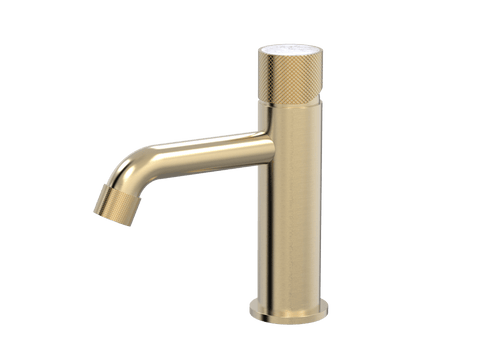 Tapware ParTaps IDK Marble Hob Basin Mixer with Marble Colour: Brushed Brass Gold Insert: Bianco Marble Place & Palette