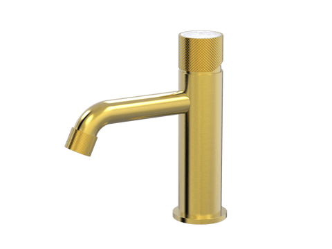 Tapware ParTaps IDK Marble Hob Basin Mixer with Marble Colour: Brushed Gold Insert: Bianco Marble Place & Palette